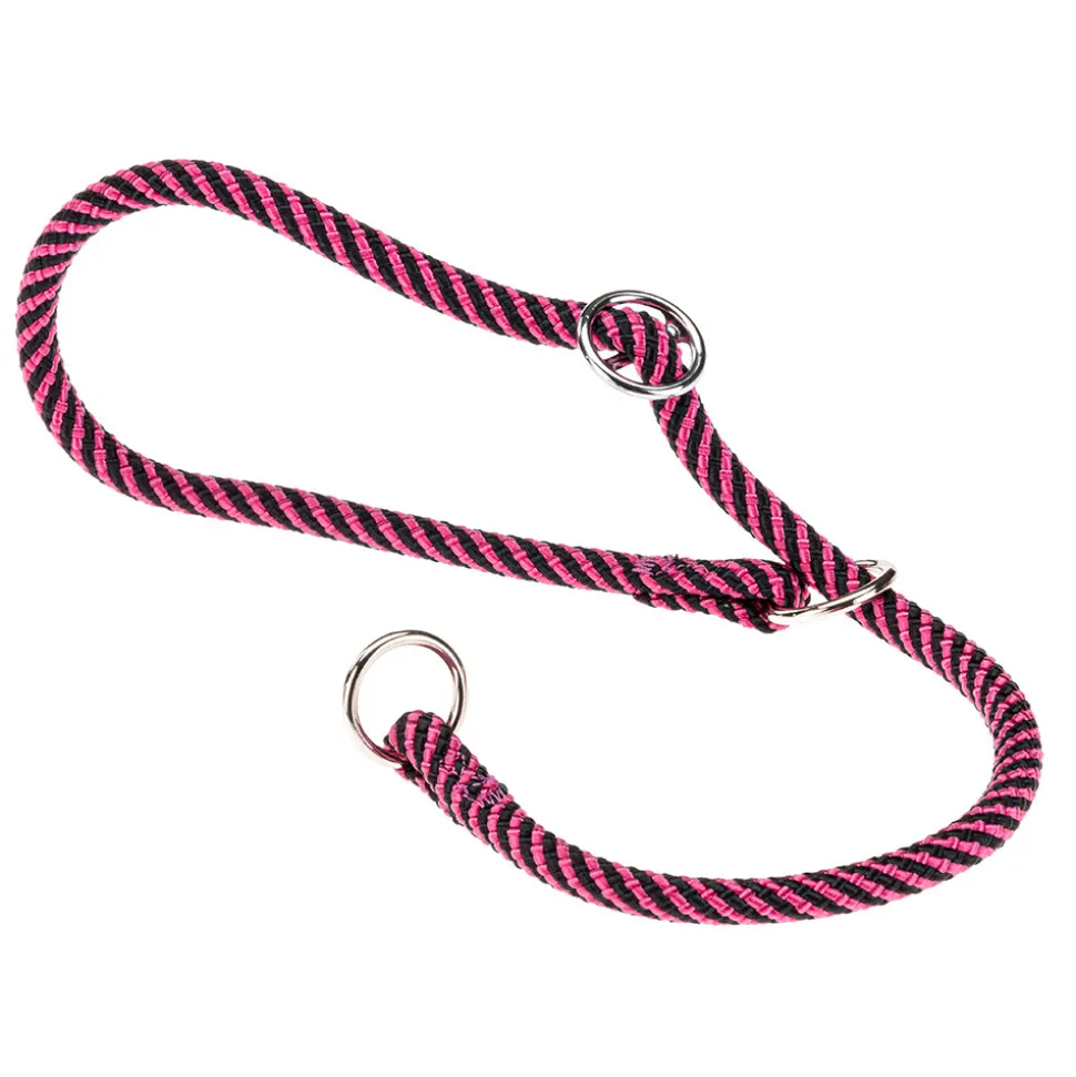 Collier semi-étranglé pour chiens sport extreme cs8/60, longe en nylon robuste, ajustable, rose-noir