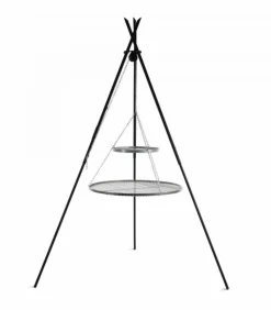 COOK - Barbecue 2 grilles de cuisson suspendu « tipi » sur trépied 210 cm 鈥