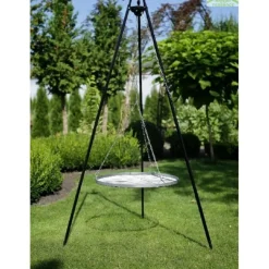 COOK - Barbecue grille de cuisson suspendu en inox 80 cm sur trépied 180 cm