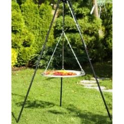 COOK - Barbecue grille de cuisson suspendu en inox 80 cm sur trépied 180 cm