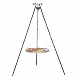COOK - Barbecue grille de cuisson suspendu en inox 50 cm sur trépied 180 cm