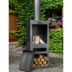 COOK - Cheminée d鈥檈xtérieur en acier rosa 40x40x150 cm