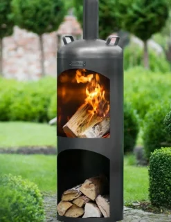 COOK KING - Cheminée d'extérieur cylindrique en acier faro 40x40x132 cm