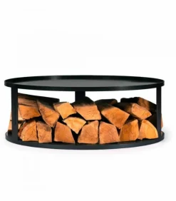 COOKKING - "plateforme pour braséro avec support de bûches, acier naturel 82cm de diamètre, cookking, 111042