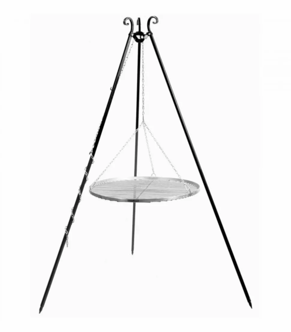 COOKKING - Trépied avec grille de cuisson suspendue, 80cm de diamètre, revêtu de poudre, cookking, 21013