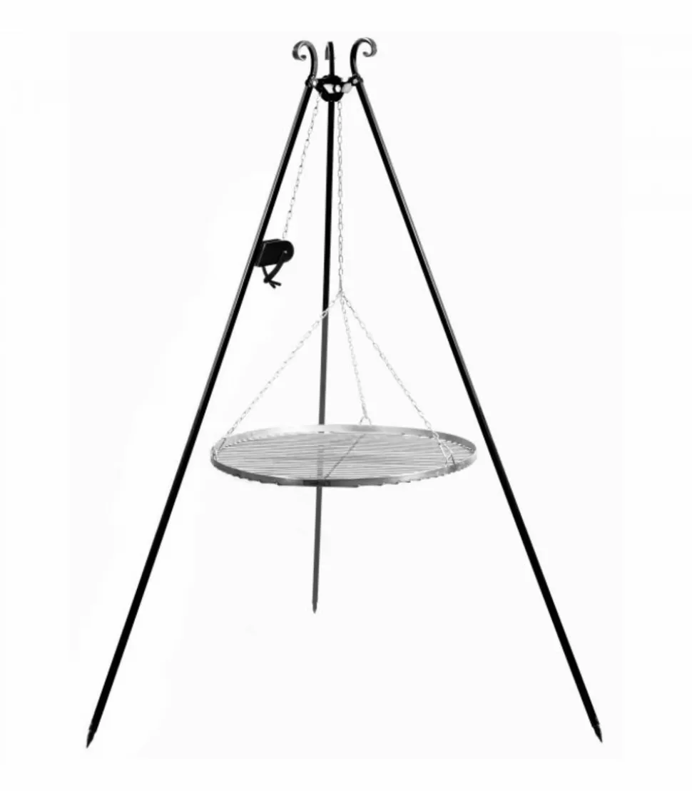 COOKKING - Trépied avec grille de cuisson, acier inoxydable, hauteur de 180cm, 70cm de diamètre, cookking, 111358