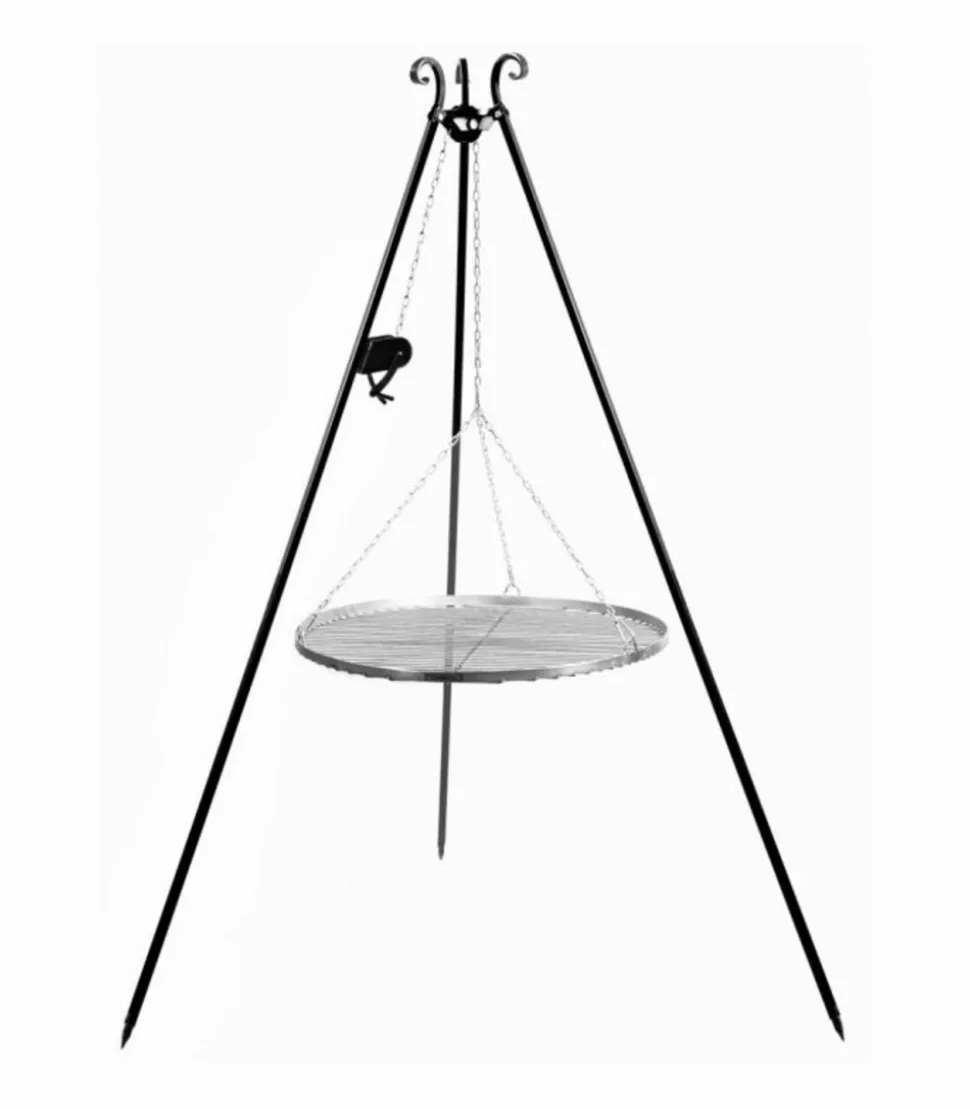 COOKKING - Trépied avec plaque à rôtir suspendue, 200cm de hauteur, moulinet inclus, cookking, 21377