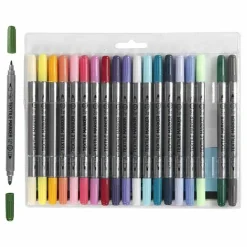 CREOTIME - 20 feutres textile à double pointe - couleurs douces