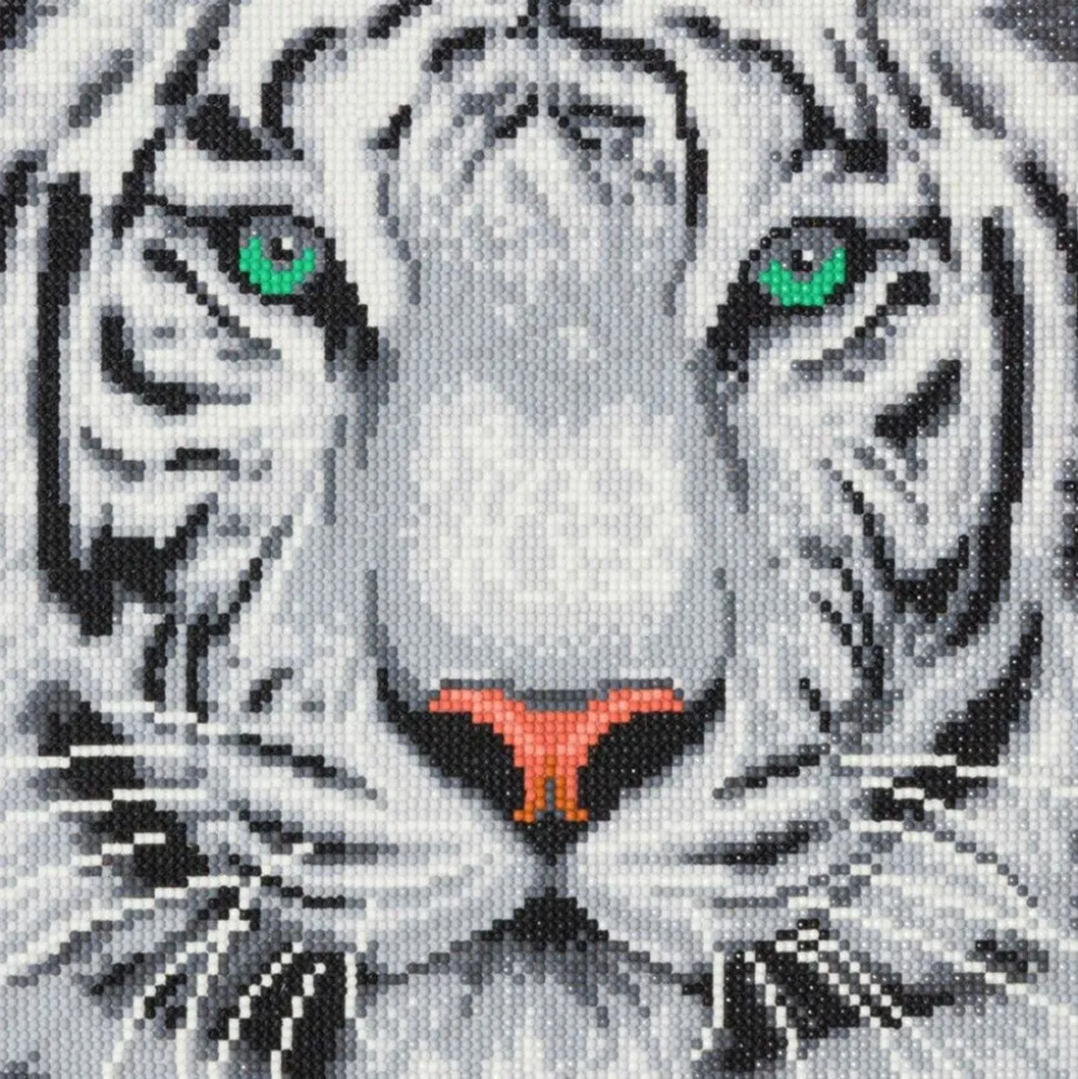 CRYSTAL ART - Tableau broderie diamant - tigre des neiges 30 x 30 cm