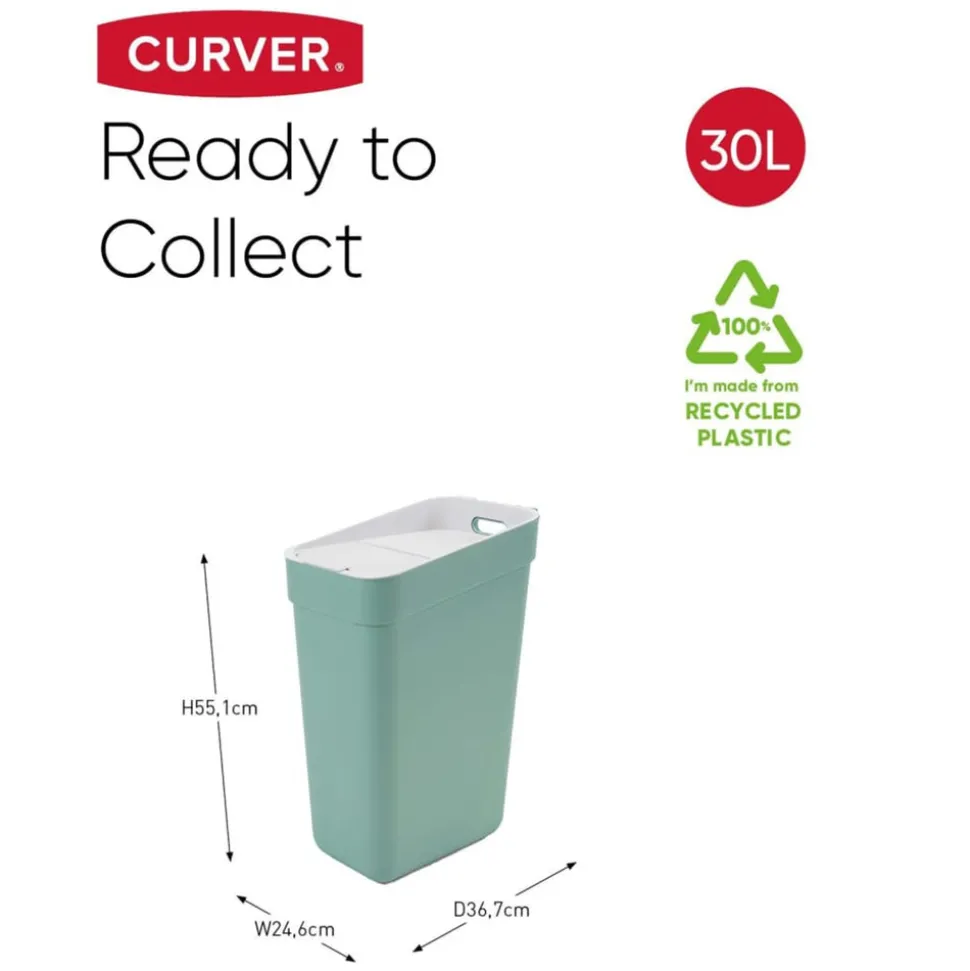 CURVER - Poubelle ready to collect 30 l vert menthe