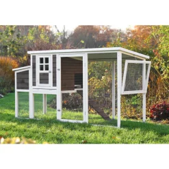 DADU - Poulailler Aspen en bois noir et blanc avec pondoir - 198x76x104 cm