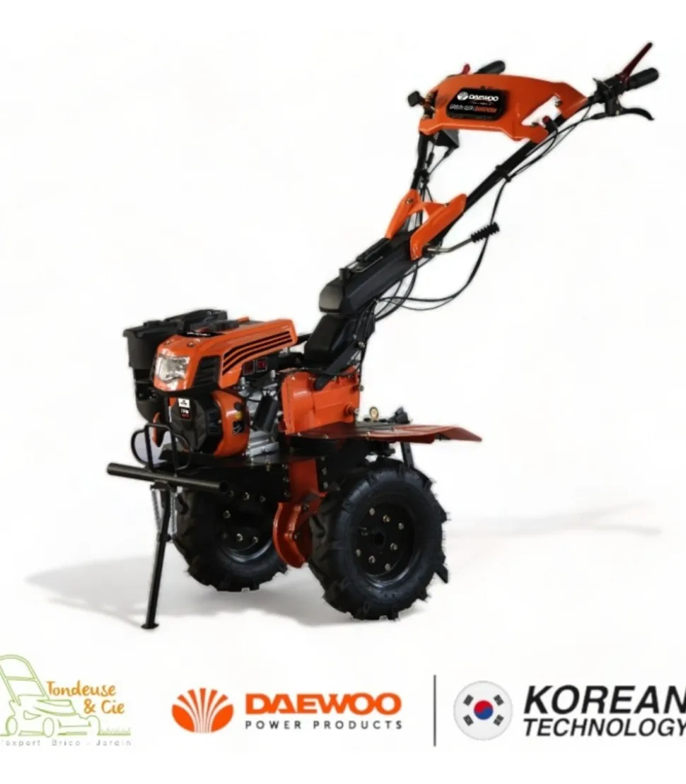 DAEWOO - Motoculteur thermique à traction 212cm3, largeur de travail jusqu'à 130cm, 2 vitesses av/1 ar, guidon ajustable - daewoo