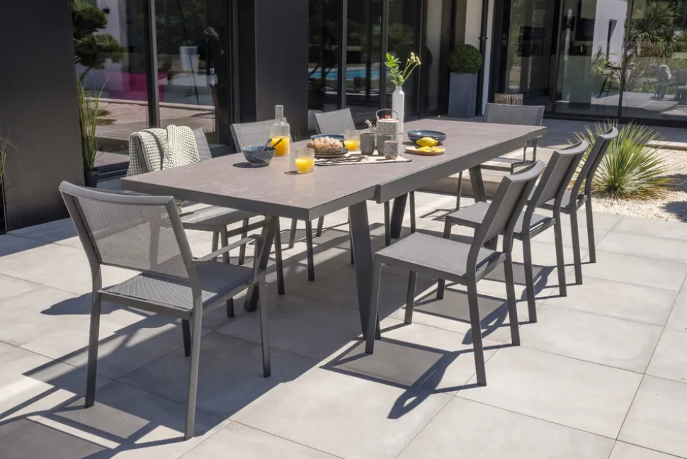 DCB GARDEN - Ensemble repas stockholm 8 places en aluminium et céramique