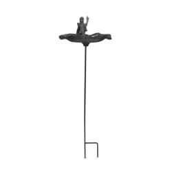 DÉCORATION D'AUTREFOIS - Abreuvoir oiseau ange sur pied fonte fonte marron - décoration d'autrefois