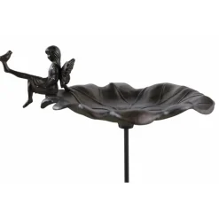 DÉCORATION D'AUTREFOIS - Abreuvoir oiseau ange sur pied fonte fonte marron - décoration d'autrefois