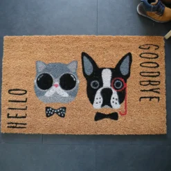 DÉCOWEB - Paillasson coco 45 x 75 cm - chat et chien