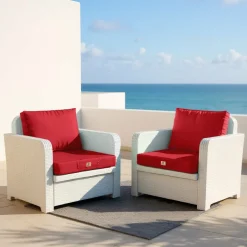 DECO ARTS - Coussins pour salon de jardin déhoussable 50x60cm rouge