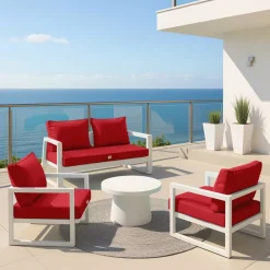 DECO ARTS - Coussins pour salon de jardin déhoussable 50x60cm rouge