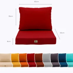 DECO ARTS - Coussins pour salon de jardin déhoussable 50x60cm rouge