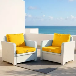 DECO ARTS - Coussins pour salon de jardin déhoussable 60x70cm jaune