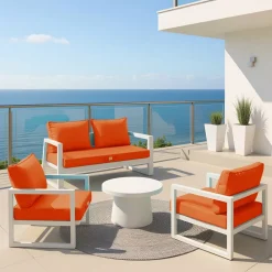 DECO ARTS - Coussins pour salon de jardin déhoussable 60x70cm orange