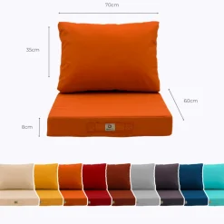 DECO ARTS - Coussins pour salon de jardin déhoussable 60x70cm orange