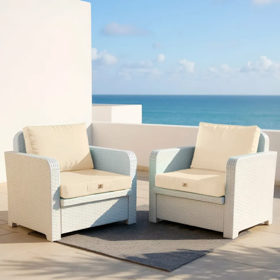 DECO ARTS - Coussins pour salon de jardin déhoussable 50x60cm beige