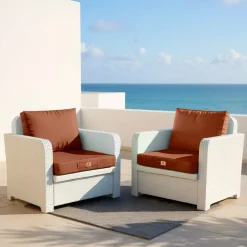 DECO ARTS - Coussins pour salon de jardin déhoussable 60x70cm terracotta