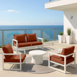 DECO ARTS - Coussins pour salon de jardin déhoussable 60x70cm terracotta