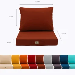 DECO ARTS - Coussins pour salon de jardin déhoussable 60x70cm terracotta