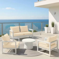 DECO ARTS - Coussins pour salon de jardin déhoussable 60x70cm beige