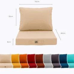 DECO ARTS - Coussins pour salon de jardin déhoussable 60x70cm beige