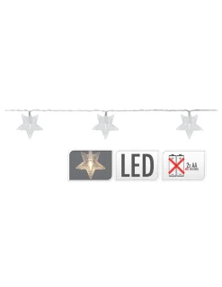 DECORATIVE LIGHTNING - Guirlande 10 leds avec piles étoiles lumière froide 1,3m