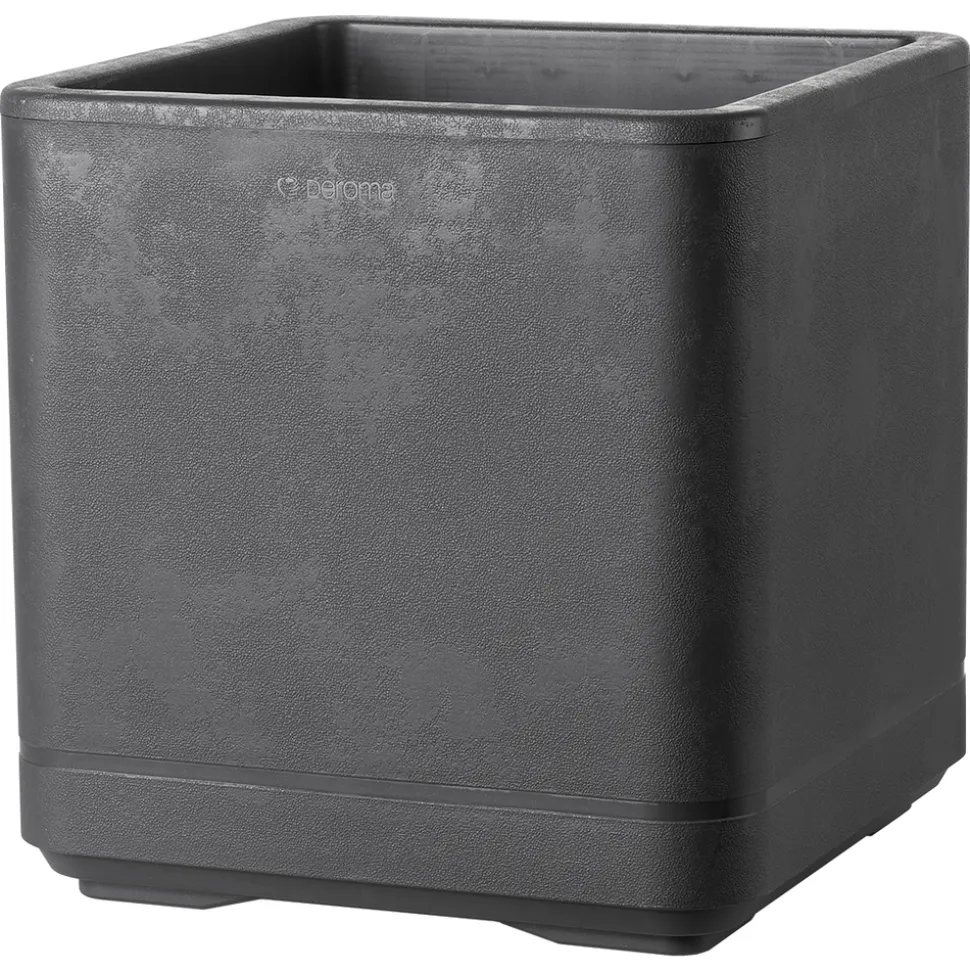 DEROMA - Bac cube Cosmo, à réserve d'eau, coloris anthracite - L.38cm