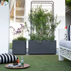 DEROMA - Bac cube Cosmo, à réserve d'eau, coloris anthracite - L.38cm