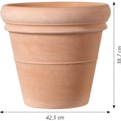 DEROMA - Pot double rebord Antique en terre cuite claire Ø 42,5 x H. 38,7cm