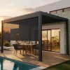 DIRECT ABRIS - Pergola bioclimatique autoportée motorisée 12m² 3x4m gris anthracite stellar - eclairage intégré