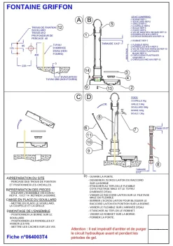 DOMMARTIN - Fontaine borne griffon avec vasque style corten (ral mars 2525) avec robinet colvert dommartin h. 110cm x l. 51cm