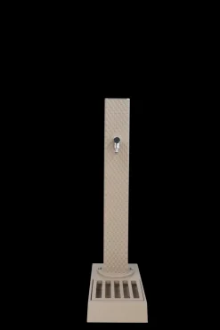 DOMMARTIN - Fontaine borne pixel avec vasque taupe avec robinet rounded h. 103cm x l. 5