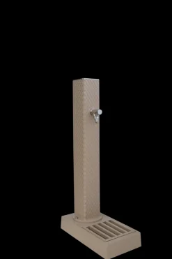 DOMMARTIN - Fontaine borne pixel avec vasque taupe avec robinet rounded h. 103cm x l. 5