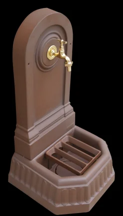 DOMMARTIN - Fontaine citadine style corten (ral mars 2525) avec robinet standard dommartin h. 70cm x l. 35cm