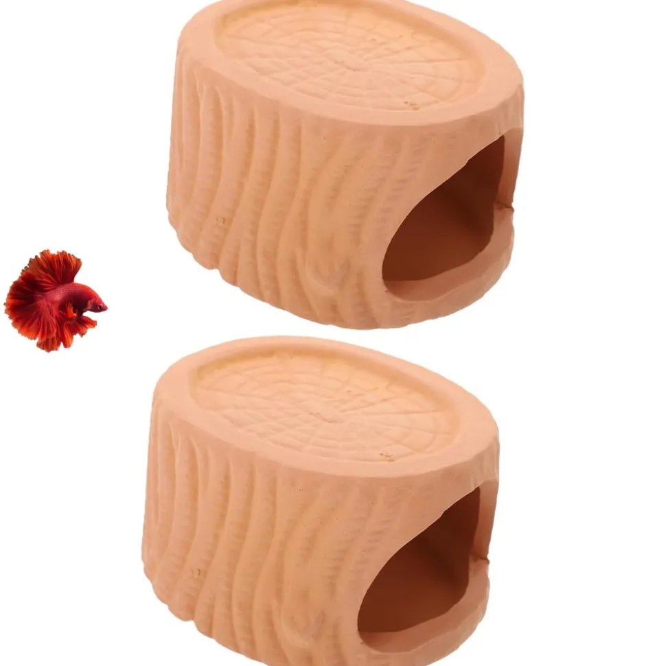 DOWNYPAWS - 2 grottes en céramique - décoration et cachette aquarium