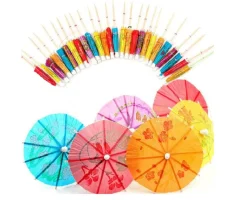 DOWNYPAWS - 100 mini bâtons de parapluie octogonaux pour la décoration des cocktails