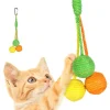 DOWNYPAWS - Balle jouet pour chat-jouet suspendu pour chat - boules jaunes, orange et vertes