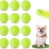 DOWNYPAWS - Balle jouet pour chien tennis(12 pièces), en caoutchouc et feutre de haute qualité, compatible lanceur 6 cm