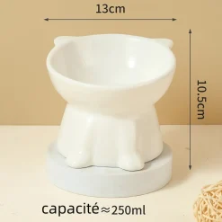 DOWNYPAWS - Bol en céramique en forme de chat avec angle d'inclinaison pour un nourrissage facile des chats