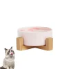 DOWNYPAWS - Bol surélevé en céramique et bois pour chat