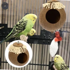 DOWNYPAWS - Boîte d'oiseau en coque de noix de coco pour la reproduction et la décoration type à vis