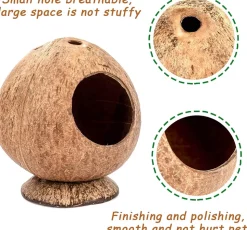 DOWNYPAWS - Boîte d'oiseau en coque de noix de coco pour la reproduction et la décoration type sur pied
