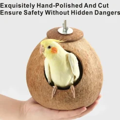 DOWNYPAWS - Boîte d'oiseau en coque de noix de coco pour la reproduction et la décoration